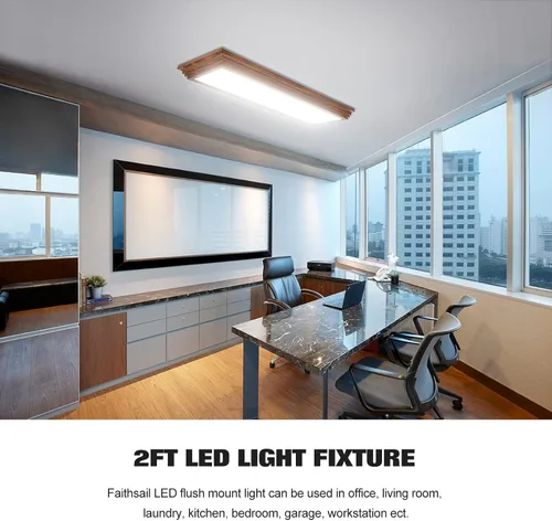 Miniatura 8 de FAITHSAIL - Lámpara LED de 2 pies con CCT seleccionable de 3000K/4000K/5000K, regulable, lámpara LED lineal de 2 pies con aspecto de madera, 30W