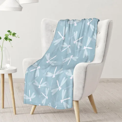 Miniatura 2 de Manta de libélula, suave, mullida y cálida, manta pequeña de 30 x 40 pulgadas para sofá, oficina, manta estética azul, regalos para mujeres