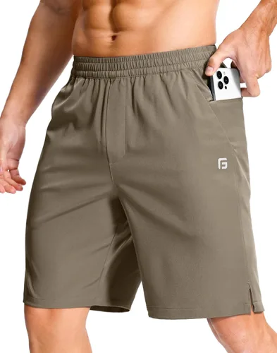 Miniatura 61 de GGJ Pantalones cortos deportivos ligeros para hombre con 2 bolsillos con cremallera de 7/5/9 pulgadas, pantalones cortos de tenis de secado rápido