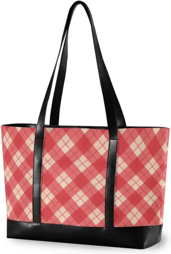 Miniatura 2 de Gingham Plaid Portable Bag With Laptop Compartment with Zipper Work Tote for Mom with maletin ejecutivo para mujer