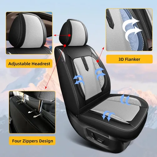 Miniatura 2 de AOMSAZTO Fundas para Asientos de Coche 2 Piezas Ajuste Delantero para Chevrolet Chevy Equinox 2010-2025 2026, Funda de Asiento de Coche de Cuero