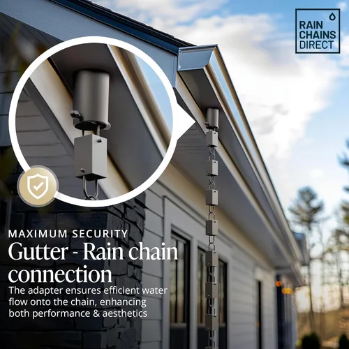 Miniatura 4 de Rain Chains Direct - Adaptador/Instalador de Canalones de Cadena de Lluvia en Aluminio con Revestimiento de Pintura Electrostática Negra Cobre