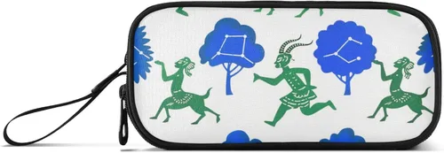 Bolsa de lápices de nylon para niños azul verde sombra títere estilo pintura gran capacidad gran cremallera estuche de lápices papelería para preppy