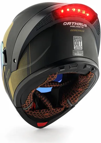 Miniatura 2 de Orthrus Casco modular LED para motocicleta de cara completa - Aprobado por el DOT, con visor abatible doble, protector solar y listo para Bluetooth