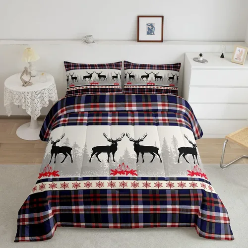 Miniatura 25 de Erosebridal Juego de edredón de Papá Noel tamaño matrimonial para niños y niñas, edredón de plumón de Feliz Navidad, juego de ropa de cama