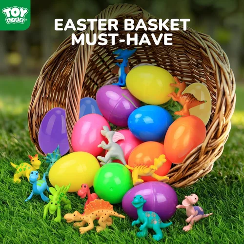 Miniatura 5 de TOY Life 30 paquetes de huevos de Pascua rellenos con dinosaurio, recuerdos de fiesta de Pascua y rellenos de cesta a granel para niños, huevos