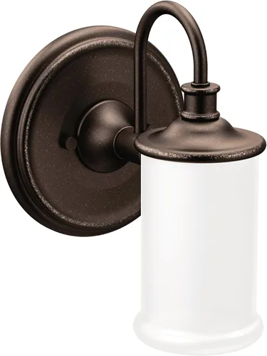 Moen YB6461ORB Belfield - Accesorio de tocador de baño de doble montaje con 1 luz con vidrio esmerilado, bronce aceitado