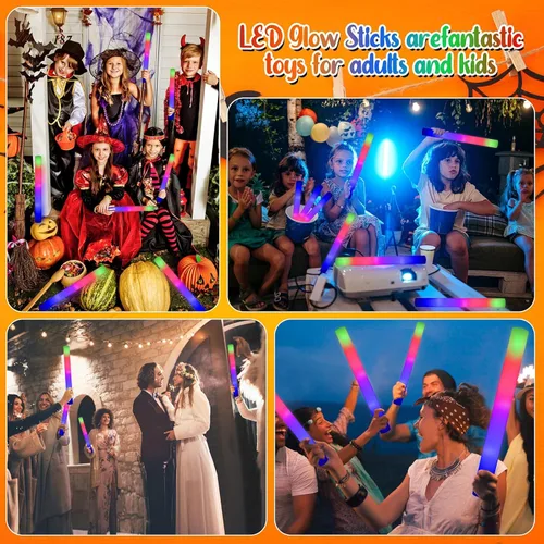 Miniatura 6 de LifBetter 45 piezas de palos de brillo a granel - Palos de espuma LED que brillan en la oscuridad con 3 modos de brillo, palos de espuma LED