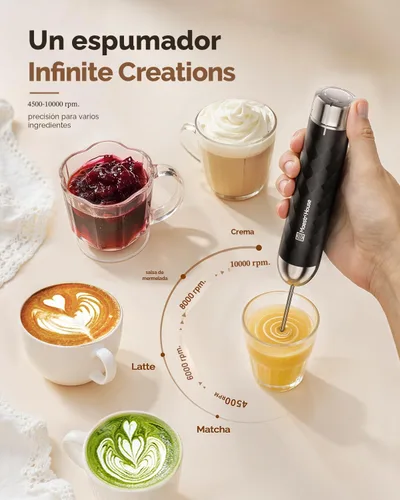 Miniatura 4 de Maestri House - Espumador de leche recargable con control de velocidad sin escalones, LunaFro 2.0 - Espumador eléctrico de mano para bebidas