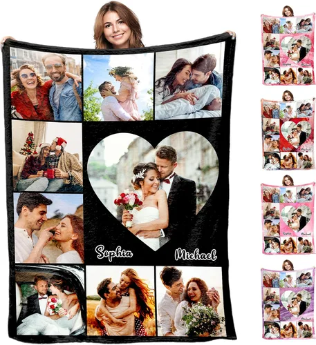 Miniatura 16 de Manta personalizada con foto y texto, mantas personalizadas con 20 fotos, manta personalizada usando mis propias imágenes, regalos conmemorativos 20
