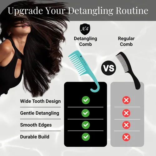 Miniatura 8 de Peine desenredante para cabello, cepillo de cabello para cabello húmedo y seco, peine de dientes anchos 2 en 1 para damas, hombres y niños