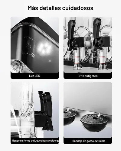 Miniatura 6 de VEVOR - Máquina comercial de bebidas heladas, tanque triple de 3x15L, máquina de margaritas, 180 tazas, máquina de batidos y bebidas heladas