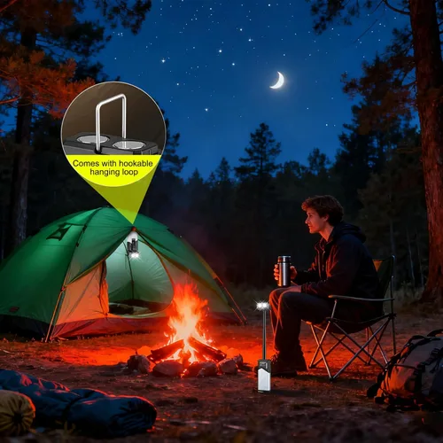 Miniatura 3 de Luces de tienda de campaña para camping, impermeables, recargables, 5 modos, 180 de rotación, luces telescópicas para tienda de campaña