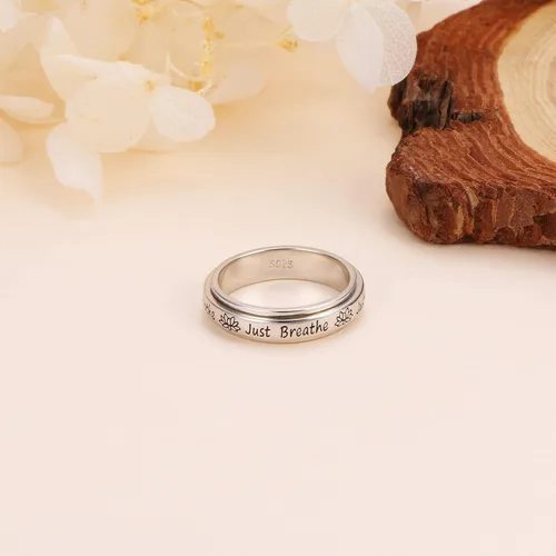 Miniatura 4 de Anillos giratorios de plata de ley S925 para aliviar la ansiedad y el aburrimiento TDAH autismo banda para mujeres y adolescentes