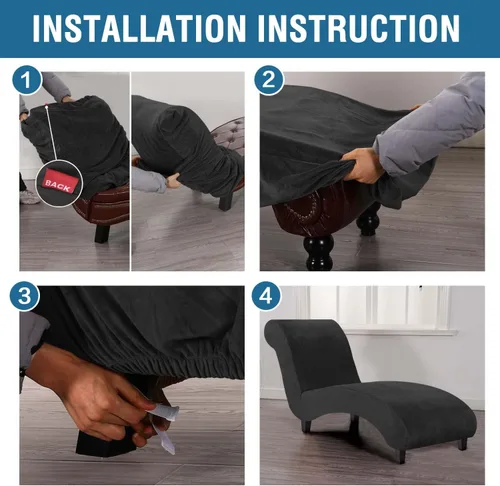 Miniatura 7 de H.VERSAILTEX Funda para Chaise Lounge de Interior de Terciopelo Funda Deslizable para Chaise de Alta Elasticidad Funda para Silla Lounge Funda
