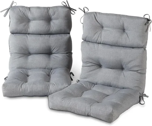 Miniatura 32 de Cojines para silla de respaldo alto para exteriores, diseño de asiento y respaldo con bisagras de una pieza, reversibles con 4 lazos, tela