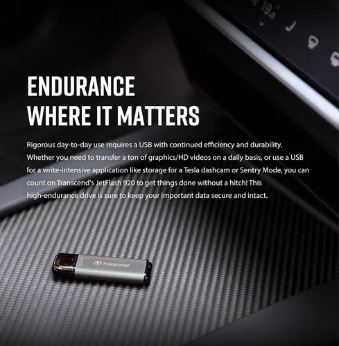 Miniatura 5 de Transcend Unidad flash USB JF920 de 128 GB, USB3.2 Gen1, hasta 420MB/s, carcasa metálica de aluminio, para sistema de audio de automóvil, modo