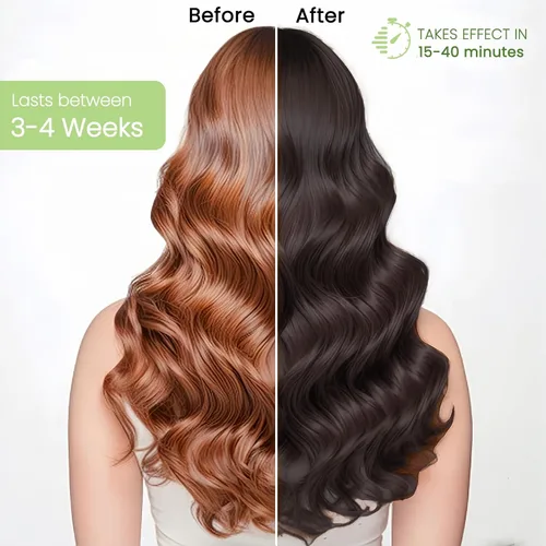 Miniatura 3 de Fedulili Champú de tinte para el cabello 3 en 1, tinte de color natural instantáneo para mujeres y hombres, té negro, retoque de raíces y duración