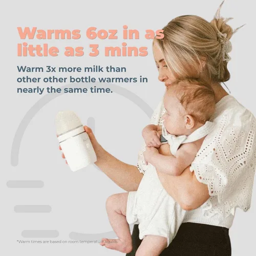 Miniatura 3 de Baby'S Brew Calentador de biberones portátil, calentador de biberones inalámbrico para leche materna y fórmula, calentador de leche de viaje Blanco