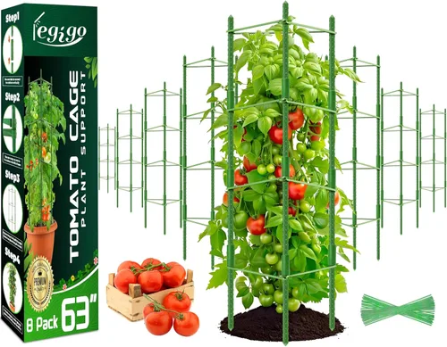 Miniatura 13 de Legigo Paquete de 4 jaulas de tomate de 4 pies para soporte de plantas de jardín, estacas de jardín de hasta 48 pulgadas, jaula de tomate