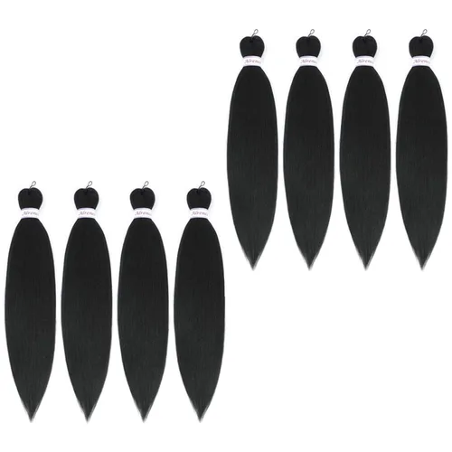 Miniatura 13 de Alrence Cabello estirado para hacer trenzas, trenza larga de 30 pulgadas, 8 paquetes, extensiones profesionales de trenzado de cabello sintético, 1b#
