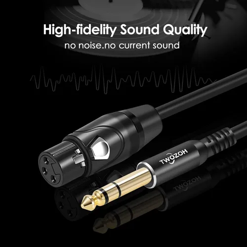 Miniatura 2 de Twozoh Cable XLR Hembra a TRS de 1/4 Pulgada (6.35mm), Cable de Micrófono XLR a Jack de Cuarto de Pulgada Equilibrado 1 Pie (Profesional/HiFi)