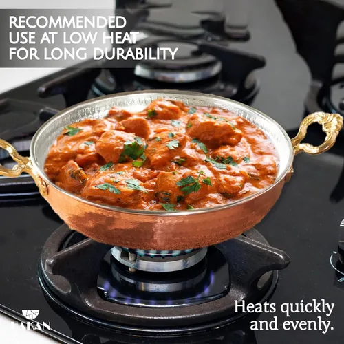 Miniatura 4 de Hakan Sartén de cobre para cocinar Sartén grande hecha a mano Sartén martillada con doble asa para tortilla Auténtica cocina de cocina e idea