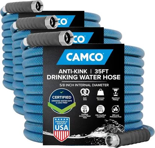 Miniatura 6 de Camco 22813 Manguera de agua potable prémium de 4 pies, sin plomo ni BPA, diseño antitorceduras, 20% más gruesa que las mangueras estándar de 5/8