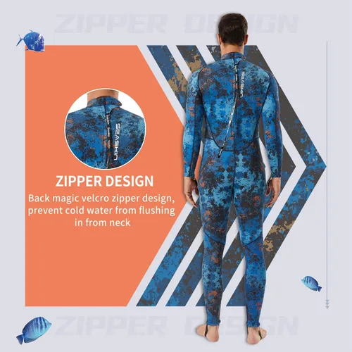 Miniatura 4 de Seaskin Traje de neopreno de pesca submarina para hombre, 0.069 pulgadas y 0.118 pulgadas de neopreno de cuerpo completo para buceo y natación