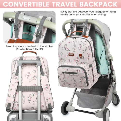 Miniatura 3 de Mochila para pañales, grandes bolsas de pañales para bebé con cambiador portátil para niños y niñas, mochila de viaje multifuncional para mamás