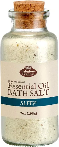 Fabulous Frannie Sleep Therapeuic - Sal mineral de baño aceites esenciales puros (lavanda, mejorana, vetiver y manzanilla) 7 onzas (paquete de 1)