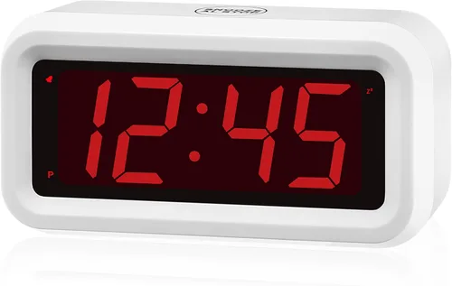 Reloj despertador, reloj digital, modo nocturno automático, brillo LED de 3 niveles, funciona con pilas, 12/24 horas, pantalla de dígitos rojos de
