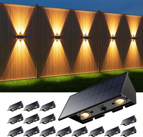 Miniatura 16 de 4 Pack Solar Powered Wall Lights for Outside Up and Down Fence Mount LED Outdoor Decorative Waterproof Lamps for Porch, Deck, Patio, Yard, Garden, 4