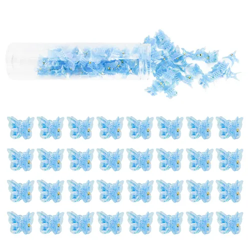 Miniatura 5 de AHONEY - 60 pinzas de mariposa mini para el cabello con caja de brillo, accesorios para el cabello estilo 90s Y2k para niñas y mujeres (Azul)