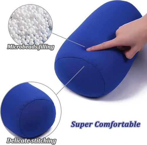 Miniatura 4 de Almohada de cuello de microcuentas, almohada de tubo blando para soporte de cuello o espalda, cojín cilíndrico cervical para el hogar, sofá, cama