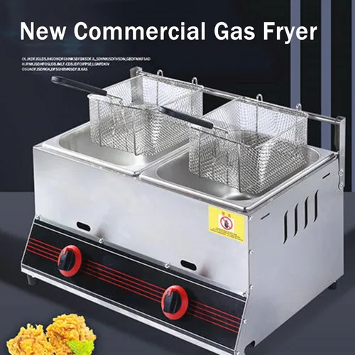 Miniatura 3 de Freidora de gas profundo de acero inoxidable, cesta de tanque de mesa, freidora de propano LPG de acero inoxidable, control de temperatura