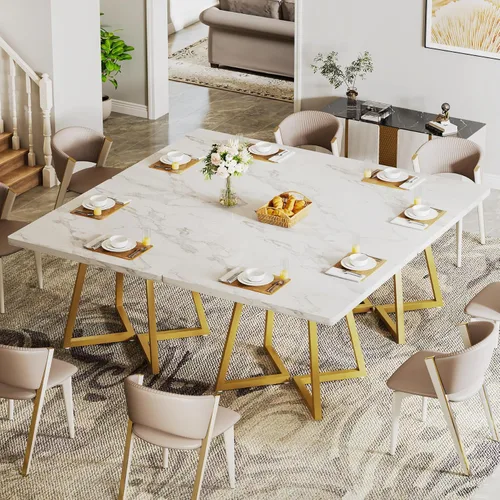 Miniatura 24 de Tribesigns Mesa de comedor cuadrada para 2, mesa de comedor industrial de 31.5 pulgadas con base de metal, mesa de cocina para comedor, espacio