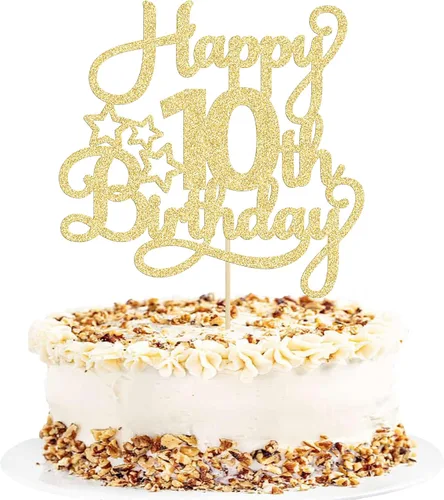 Miniatura 34 de 1 paquete de decoración de pastel de feliz 15 cumpleaños, topper de pastel dorado con purpurina Mis Quince 15, saludos a 15 años, adorno de pastel