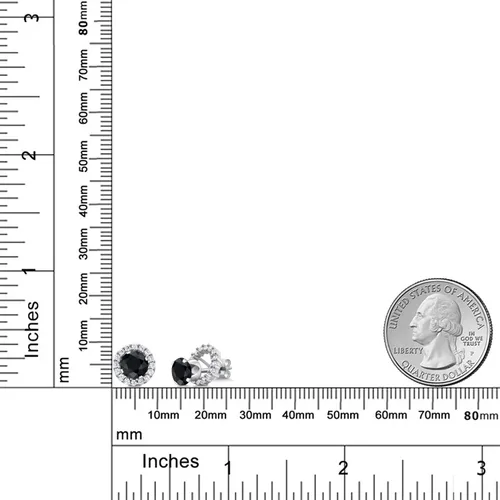 Miniatura 240 de Gem Stone King Aretes redondos de plata de ley 925 de 0.236 in con piedra natal extraíble para mujer