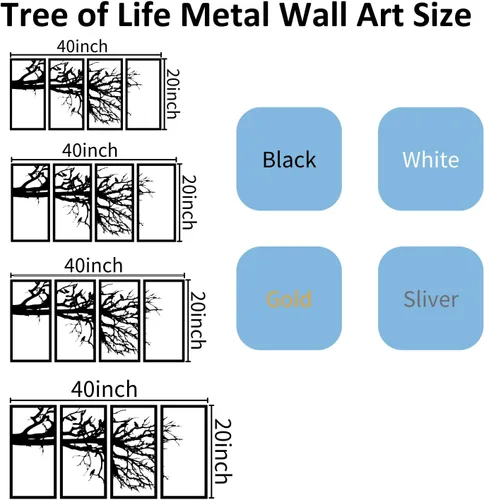 Miniatura 3 de Arte de pared de metal árbol de la vida, decoración de pared de metal árbol de la vida, arte de pared de metal para árbol genealógico, decoración