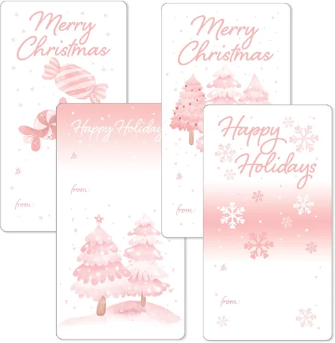 Miniatura 12 de Etiquetas de regalo de Navidad de flamenco rosa, etiquetas de regalo de Navidad tropicales para despegar y pegar, 42