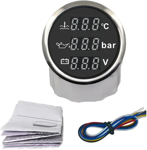 Miniatura 5 de ELING Voltímetro multifuncional 3 en 1 a presión de aceite medidor de temperatura de agua 9-32V para coche, motocicleta, tractor, camión de 2