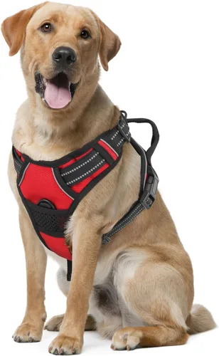 Miniatura 15 de MoNiBloom Arnés reflectante para perro, arnés de chaleco sin tirones con asa, arnés ajustable y acolchado suave para mascotas para perros grandes