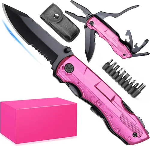 Relleno de calcetines para mujeres - Regalos para mujeres esposa mamá hermana, Cuchillo multiherramienta Pin'k - Regalos para mujeres para Navidad,