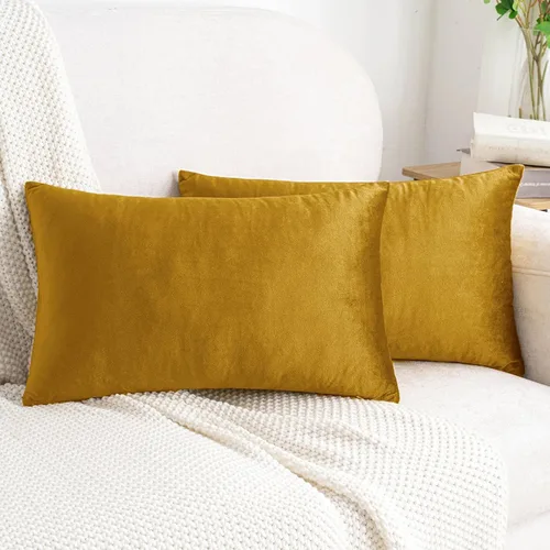 Miniatura 40 de HWY 50 Juego de 2 fundas de almohada de terciopelo verde azulado de 16 x 16 pulgadas, suaves, acogedoras, lisas, decorativas, de lujo, para sofá