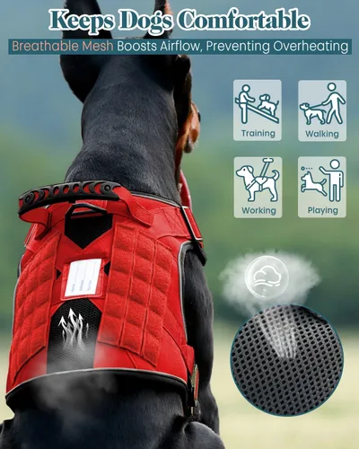 Miniatura 2 de Chaleco de perro de servicio para perros medianos, arnés de perro de servicio en entrenamiento con parches, chaleco ajustable para perros