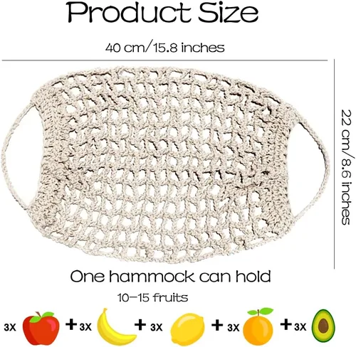 Miniatura 3 de Hamaca de frutas para cocina, debajo del gabinete, cesta de frutas colgante de algodón tejido a mano, cesta de macramé, decoración bohemia