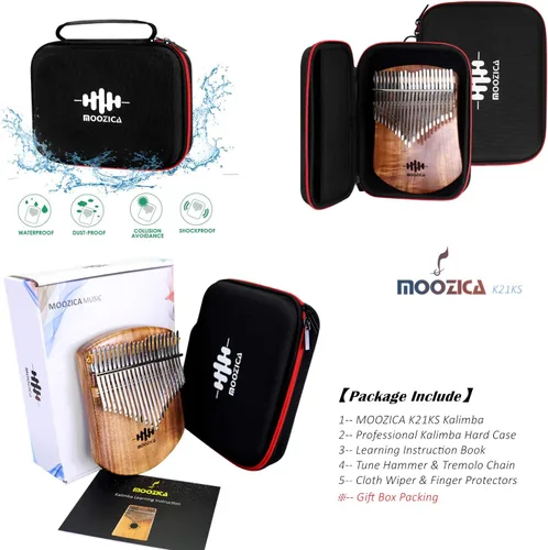 Miniatura 5 de MOOZICA Kalimba Piano de Pulgar de Koa Sólido de 21 Teclas, Kalimba Marimba Profesional Individual de Tablero Plano de Madera Maciza