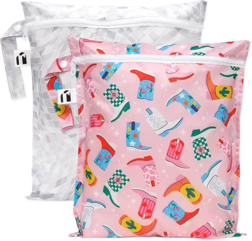 Miniatura 19 de Bumkins - Bolsa húmeda impermeable más grande - Para bebé, viajes, traje de baño, pañales de tela, piezas de bomba, piscina, gimnasio, artículos