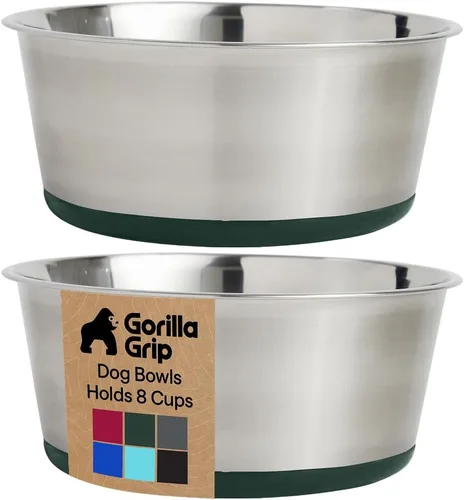 Miniatura 14 de GORILLA GRIP Tazones para perros, acero inoxidable 304 de grado alimenticio, capacidad para 2 tazas cada uno (16 onzas líquidas) para alimentos